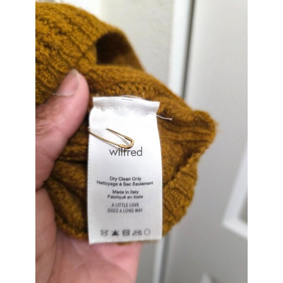 Wilfred S Mustard Yellow Ribbed Knit Turtleneck 100% Merino Wool Sweater Made In - Picture 7 of 9